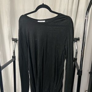 Frame Denim Black Fitted Long Sleeve Blouse